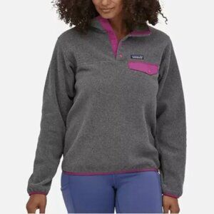 Patagonia Gray Pink Synchilla Snap-T Fleece Pullover Medium